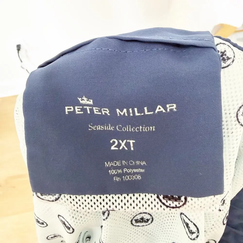 Peter Millar Seaside Collection Blue Boat Print Bathing Suit Sz 2XT